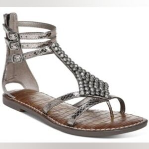 Sam Edelman Ginger Beaded Gladiator Sandal Strappy Snake Print 11